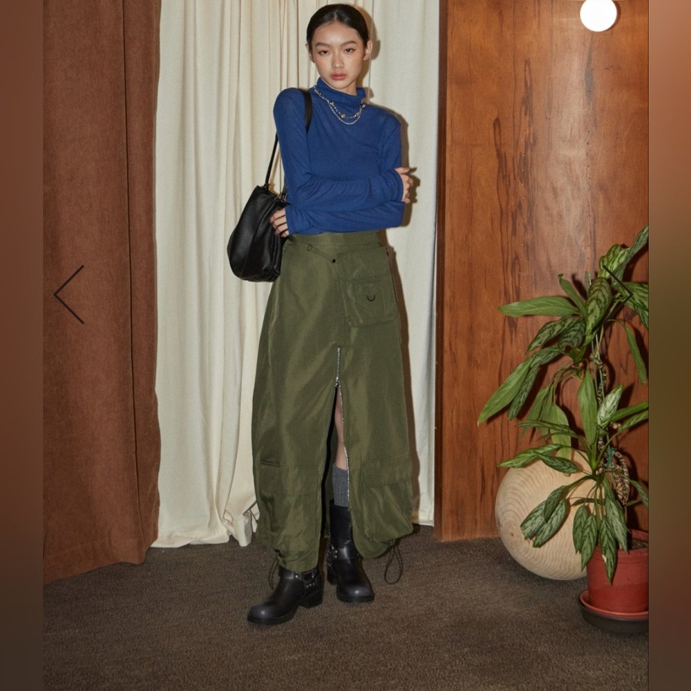 Afad Made Green Skirt With Handbag